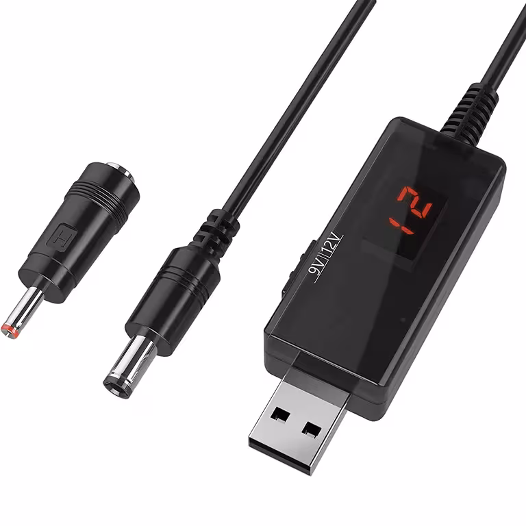 USB 5V til 9V / 12V Converter Modul – Step-Up Inverter med LED Display og UPS Funktion til Bil, Routere og DIY