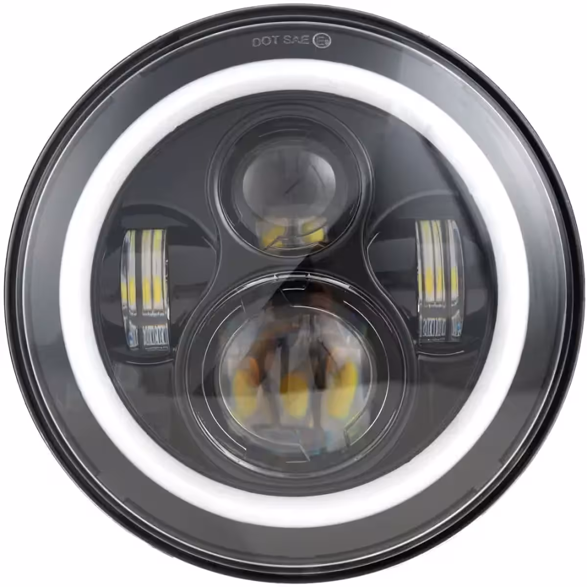 Rund 7-tommer forlygte til bil eller motorcykel, godkendt DOT / CE / E-mark
