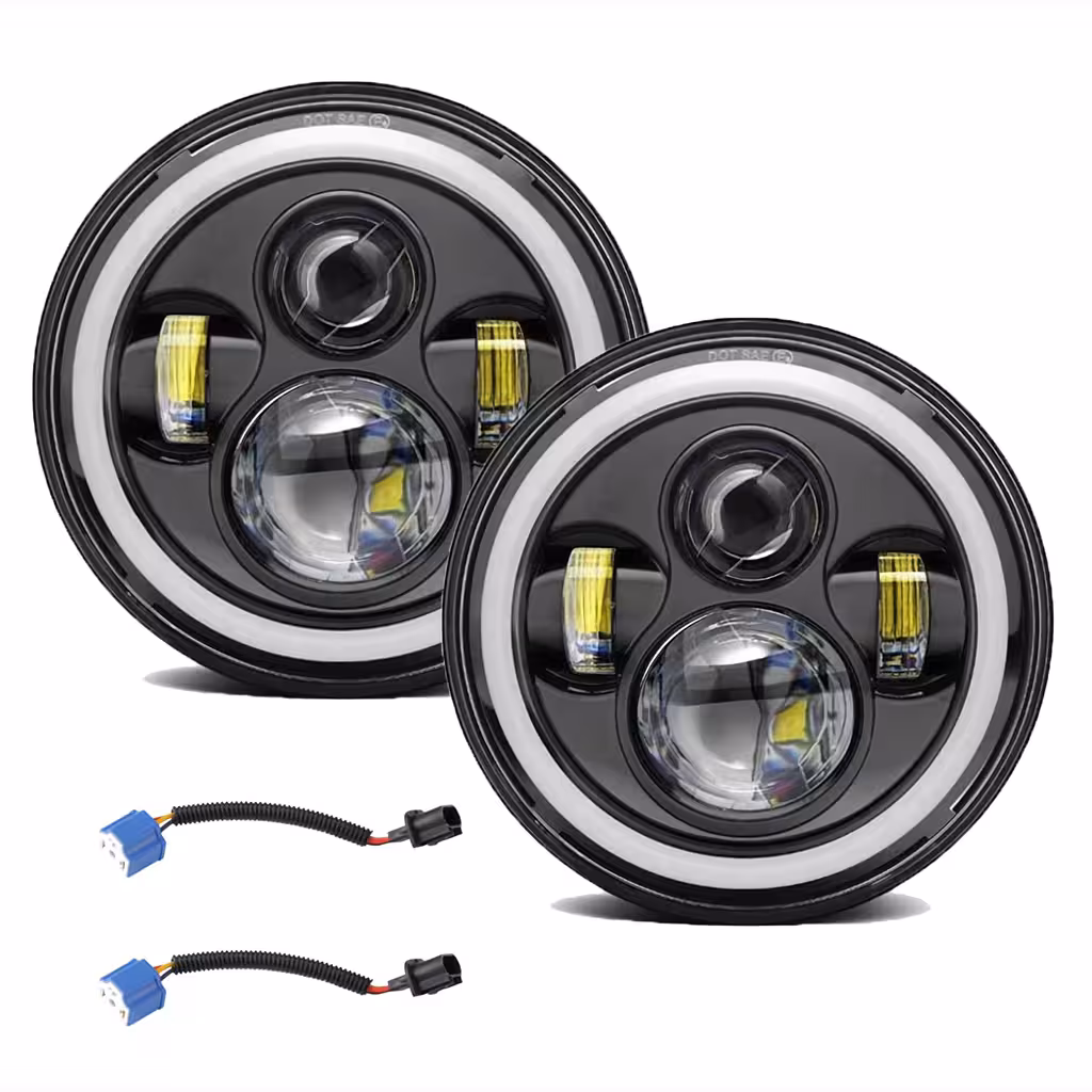 Rund LED Forlygte 7 inch til Jeep Wrangler, Suzuki Samurai, Nissan Patrol – Højtydende Bil- og Moto Lys
