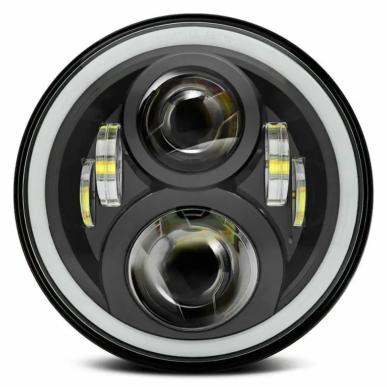 Rund LED-forlygte 7 tommer universal auto/moto Universal LED-forlygte, 7 tommer, kompatibel med bil, motorcykel, ATV, lastbil, traktor