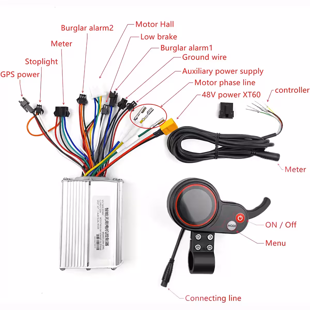 Komplet sæt med 48V controller og gashåndtag til el-scootere
