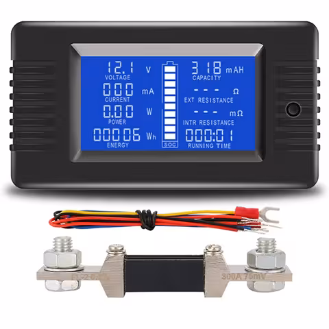 Solpanel Måler DC 0–200V 100A/300A – Volt- og Amperemeter med LCD Skærm