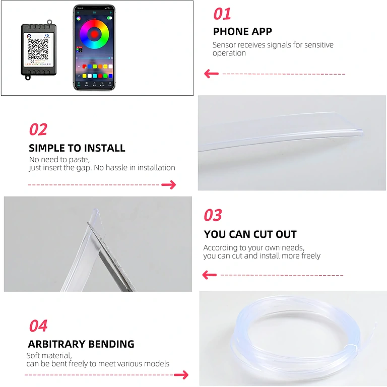 Fleksibel RGB-neonledning til bil Fleksibel RGB neonstrimmel til bilindretning