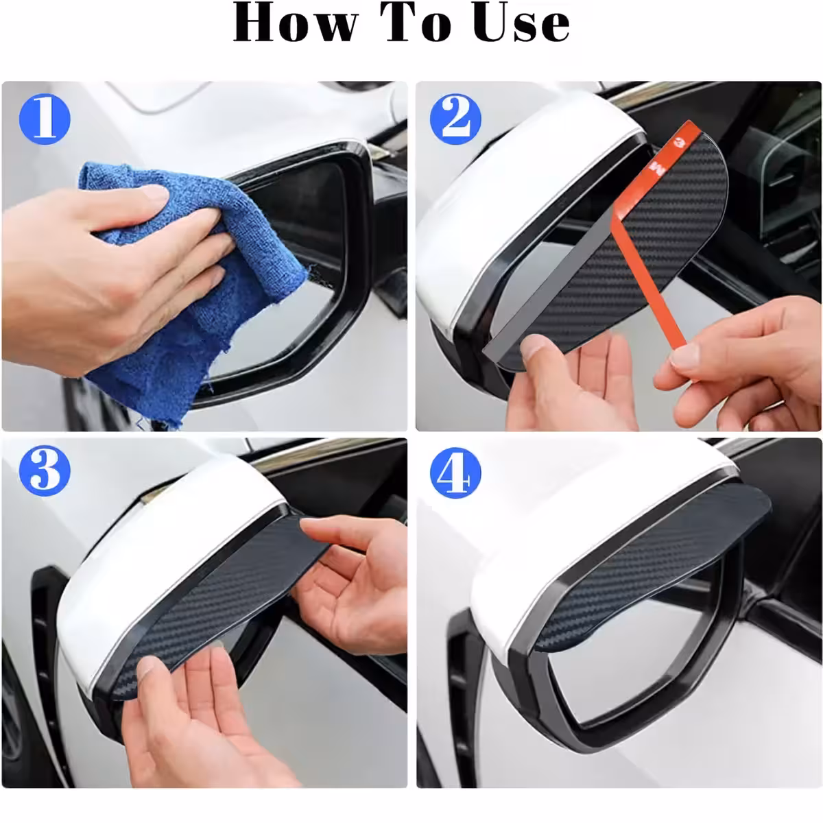 Fleksible kulfiber spejlbeskyttere til bilsidespejle