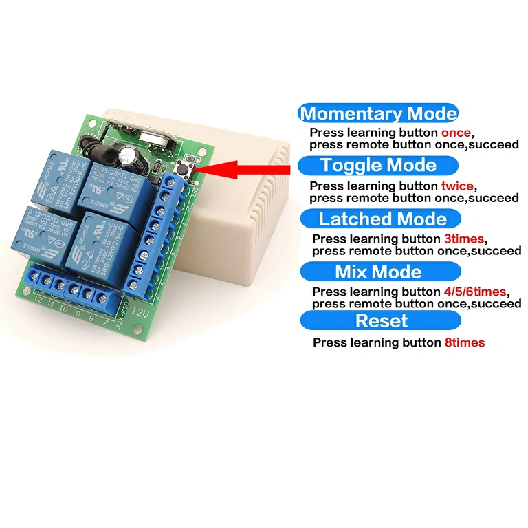 12V fjernstyret relæ til automatisering Relæmodul med 12V fjernbetjening til industrielle og landbrugsmæssige automatiseringer