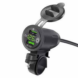 USB Oplader til Telefon med Volt-Display, QC 3.0 – Moto-Stik til Motorcykel, Hurtig Opladning