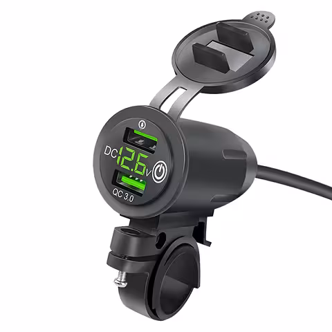 USB Oplader til Telefon med Volt-Display, QC 3.0 – Moto-Stik til Motorcykel, Hurtig Opladning