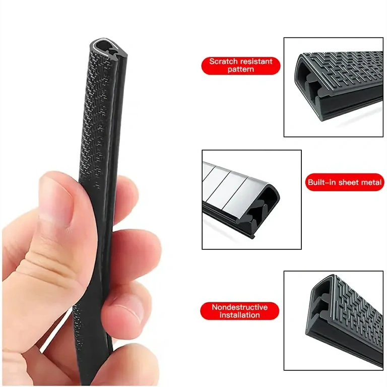 Gummiliste med metalindsats til beskyttelse af bildøre