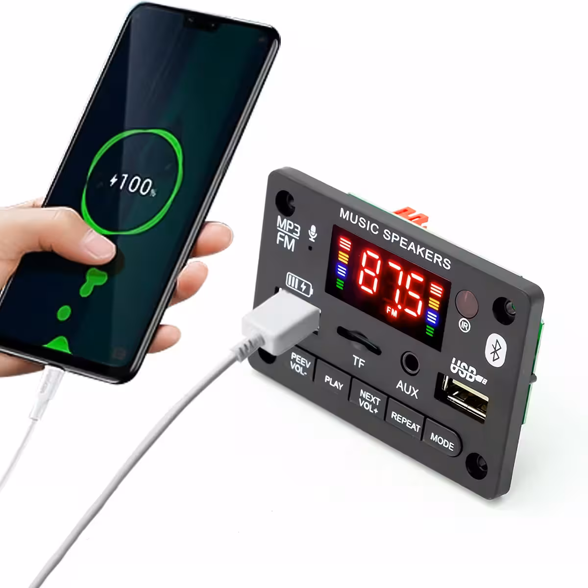 Bluetooth 5.0 stereo-modul med 2x40W forstærker til højttalere