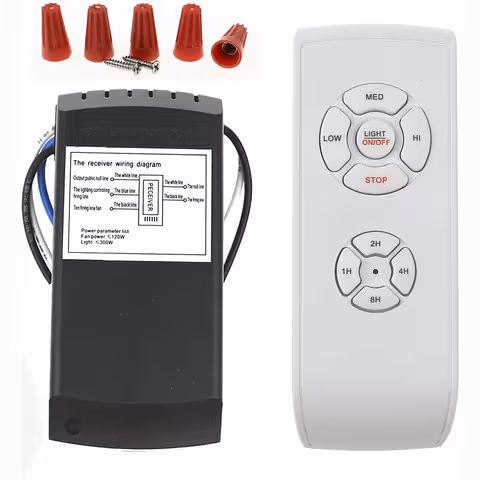 Fjernbetjening til Ventilator og Lys med Timer 220V – 2 Kredsløb, Justerbar Hastighed