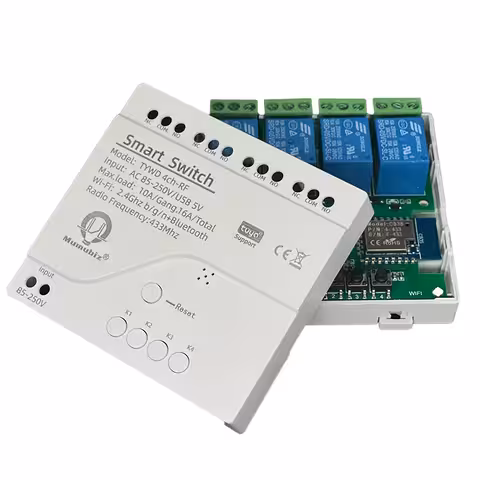 WiFi Smart Relæ 4-Kanal – Tuya 220V Smart Switch med Fjernbetjening