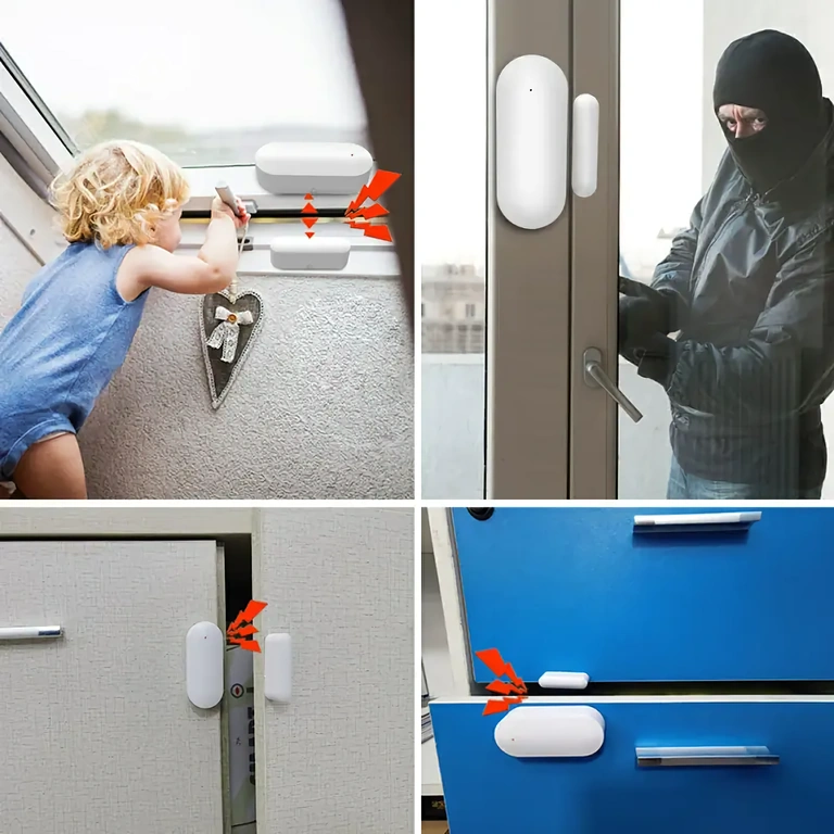 Sikkerhedssensor til døre og vinduer med alarm Magnetisk sikkerhedssensor til overvågning af døre og vinduer