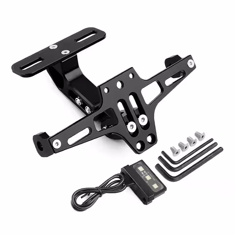 Foldbar Motorcykel Nummerplade Holder med LED – Universal Sport