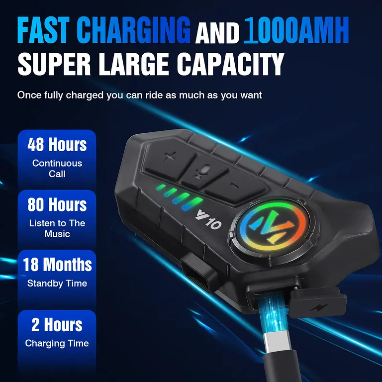 Motorcykel intercom med lang batterilevetid Motorcykel-intercom med op til 32 timers batterilevetid