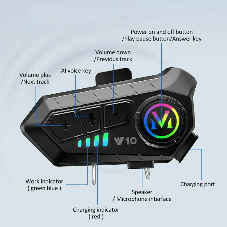 Stemmestyring knap på motorcykel intercom Knap til aktivering af stemmeassistent på intercom i hjelmen