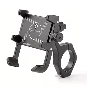 Justerbar Telefonholder til Motorcykel, Cykel, Elektrisk Scooter og ATV – Sort Aluminium