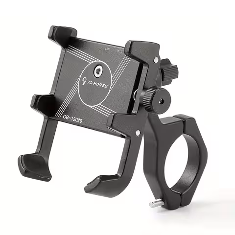 Justerbar Telefonholder til Motorcykel, Cykel, Elektrisk Scooter og ATV – Sort Aluminium