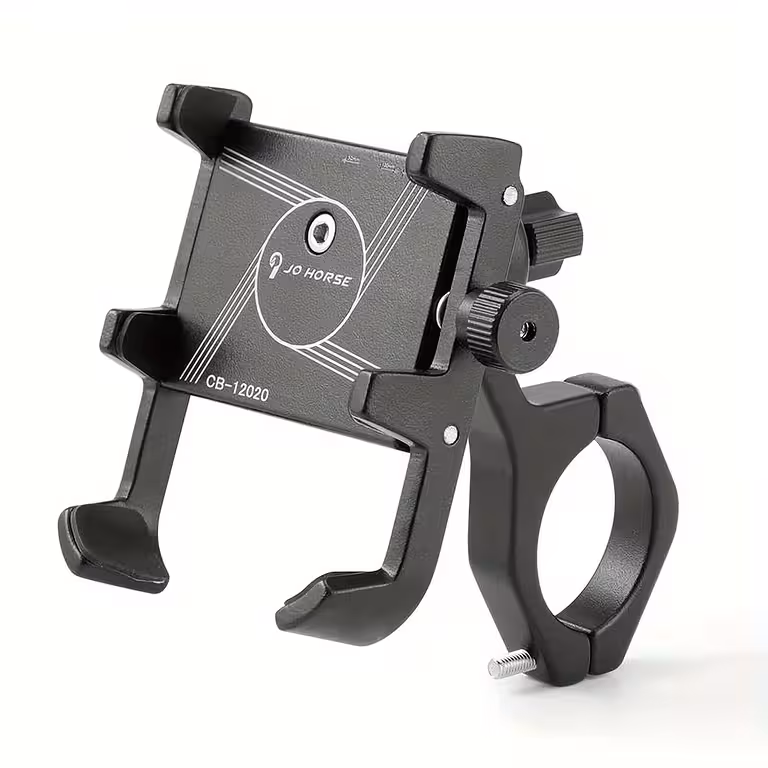 Justerbar Telefonholder til Motorcykel, Cykel, Elektrisk Scooter og ATV – Sort Aluminium