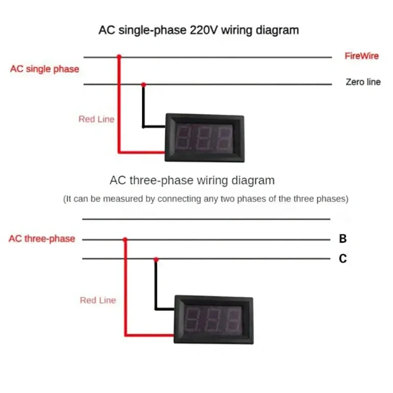 Monteringsskitse for digitalt panel-voltmeter 220V