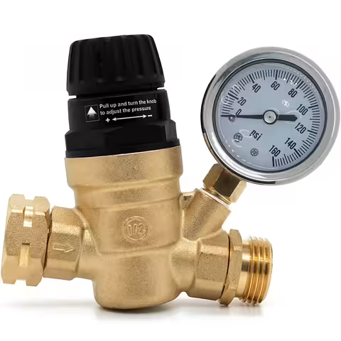 Vandtrykregulator / Reduktor 3/4″ med manometer – Begrænser til irrigation, hydrofor, pumpe, kedel, campingvogn