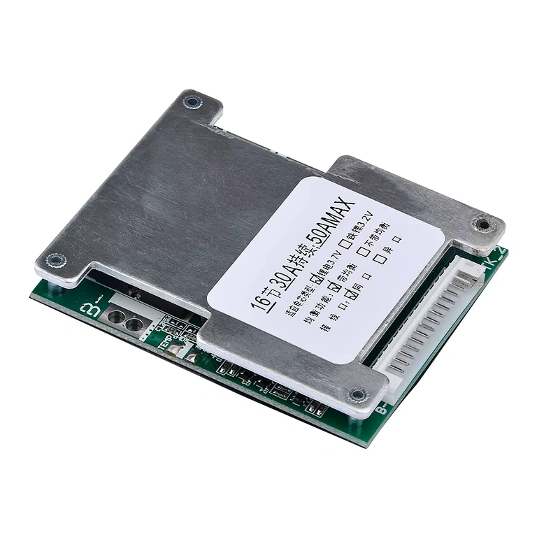 Detaljeret billede af BMS 16S 60V 40A elektronikmodul, nærbillede