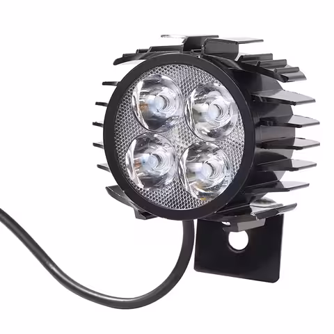 LED Forlygte med Integreret Horn til Elektrisk Scooter og Cykel – 12V-72V, Kraftig og Holdbar