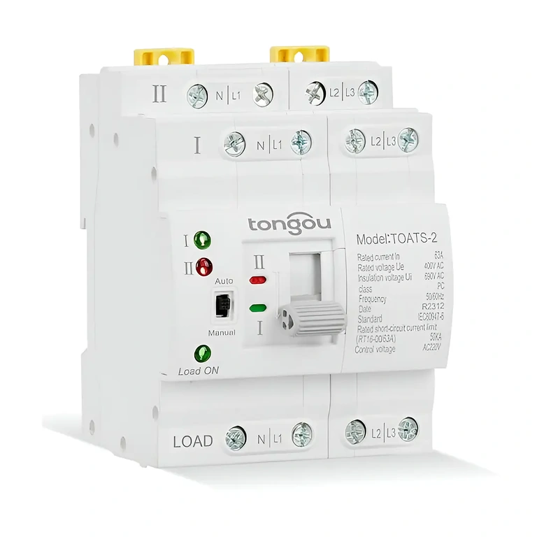 Omstilling mellem solcelle system og elnet Trefaset ATS til styring af strøm i solcelleanlæg