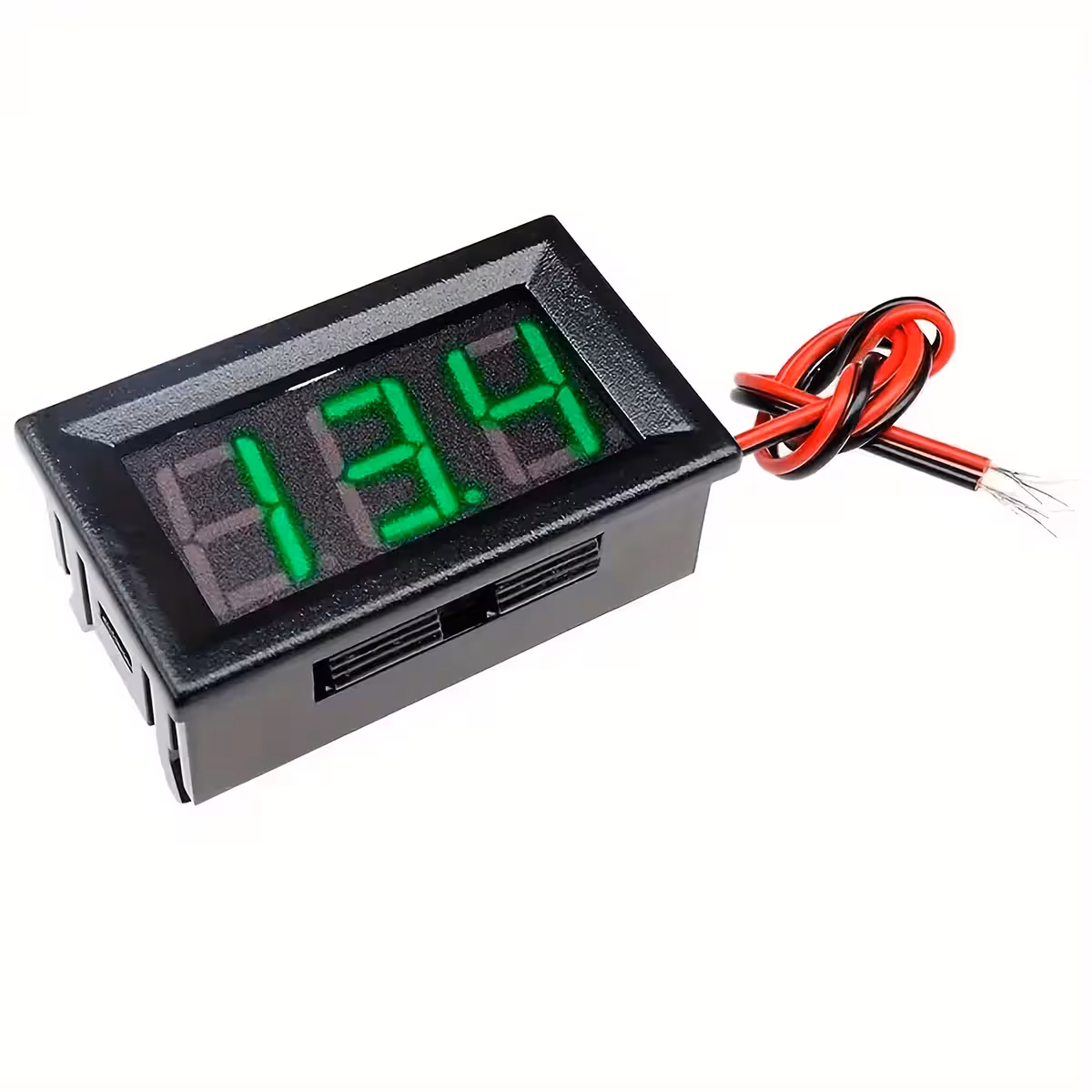 Digitalt panelvoltmeter 5V-120V i brug, måler spænding