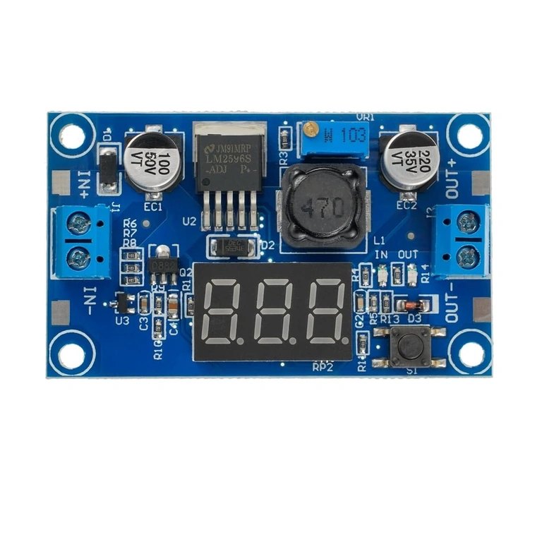 LM2596 step-down modul med display – frontvisning
