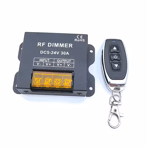 LED Strip Dimmer 5V 12V 24V 30A med RF Fjernbetjening – DC Controller til Monokrome LED Strips