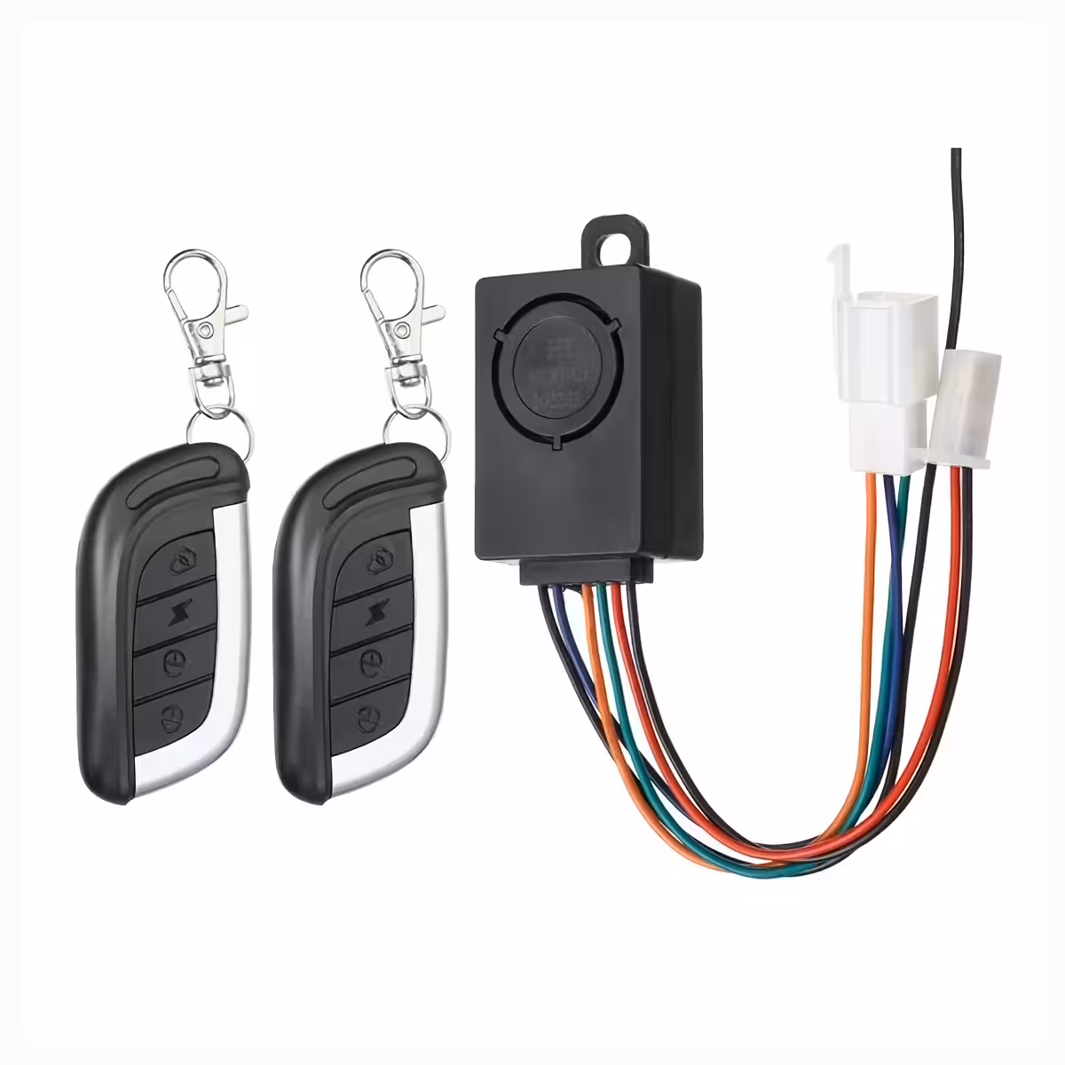 Pakken indeholder 1 tyverialarm og 2 fjernbetjeninger til elektriske køretøjer