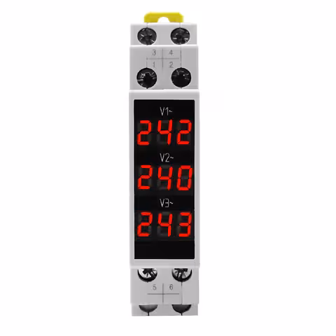 Digital trefaset voltmeter til eltavle – DIN-skinne montage