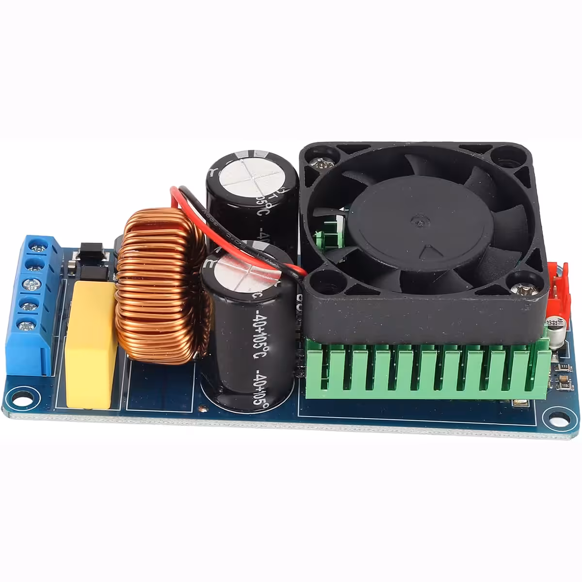 Kortslutnings- og overophedningsbeskyttelse på 500W forstærker