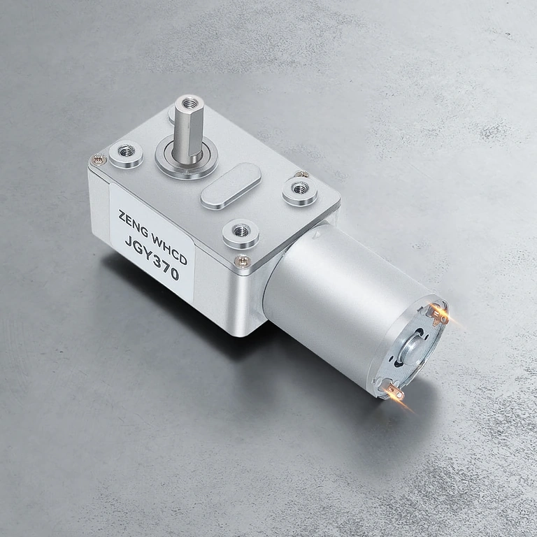 Detalje af D-profil aksel i hærdet stål på 12V gearmotor