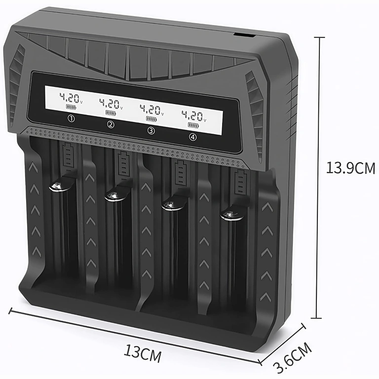18650-oplader med kompakt og bærbart design