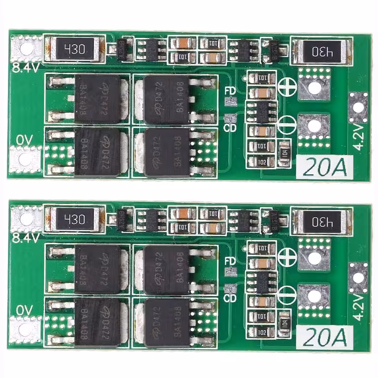 Sæt med 2 stk. – 2S 20A BMS modul med balance – inkluderet diagram