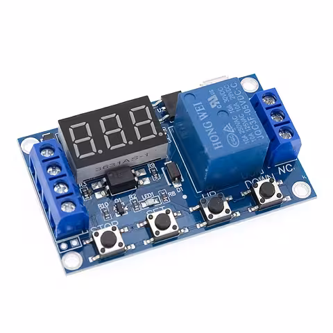 Timerstyringsrelæ modul med display – 6-30V – justerbar tid 0,1s–999min