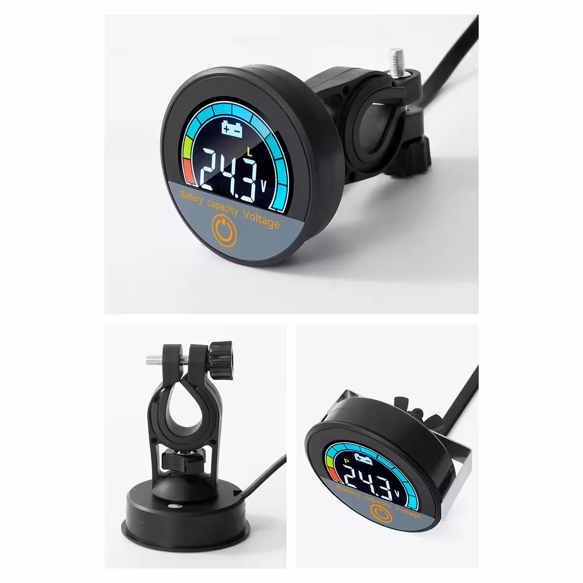 Kompakt digitalt indikator-modul med voltmeter og batteriprocentdisplay, Li-ion og LiFePO4 12V–72V