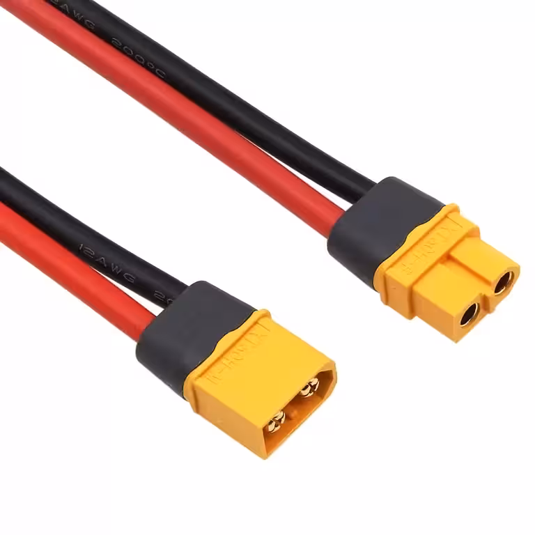 XT60 hun + han stik med 12AWG 30 cm kabel – XT60H stik til højkapacitetsbatterier