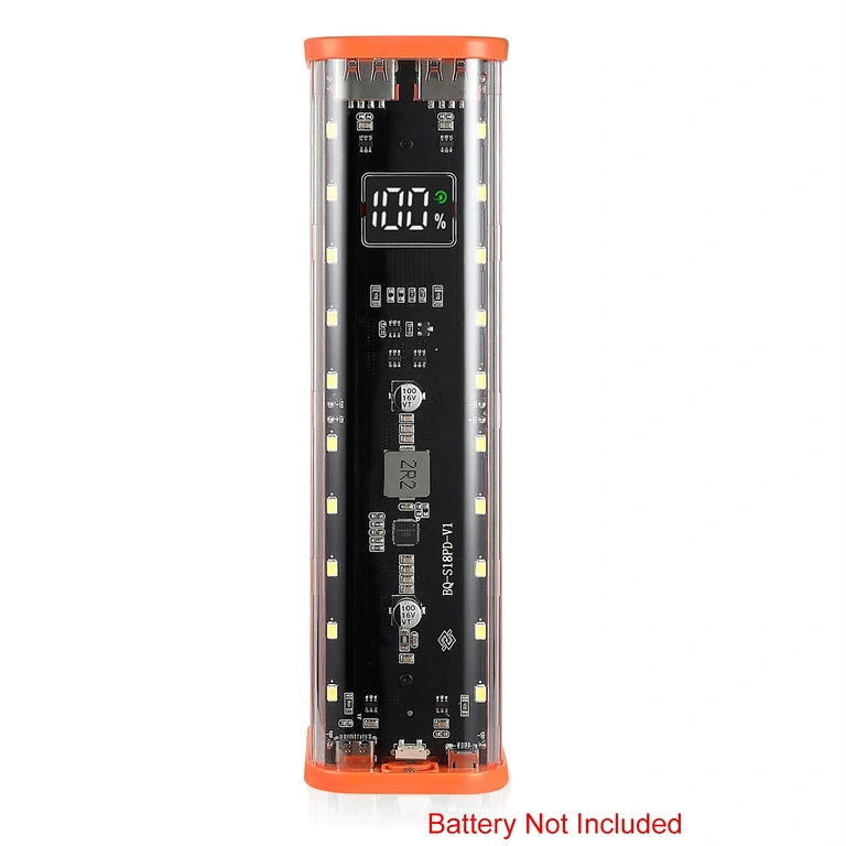 Nærbillede af farvet LCD-skærm på den digitale indikator med spændings- og batteriprocentvisning, Li-ion og LiFePO4 12V–72V