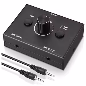 HiFi stereo audio switch – Audio Switcher med kildevælger, signal til højttalere og RCA/3,5mm jack splitter