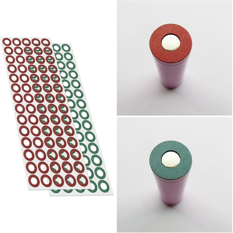 Nærbillede af isoleringspapir til 18650-batterier