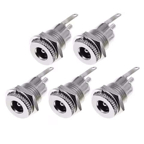 Sæt med 5 stk. – DC strømstik 12V 5,5mm x 2,1mm – Hun stik