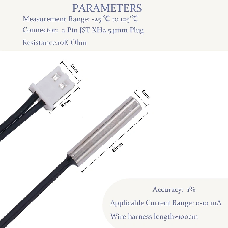 Sæt med 4 NTC til automatisering Sæt med 4 stk. NTC 10K sensor til termiske automatiseringer