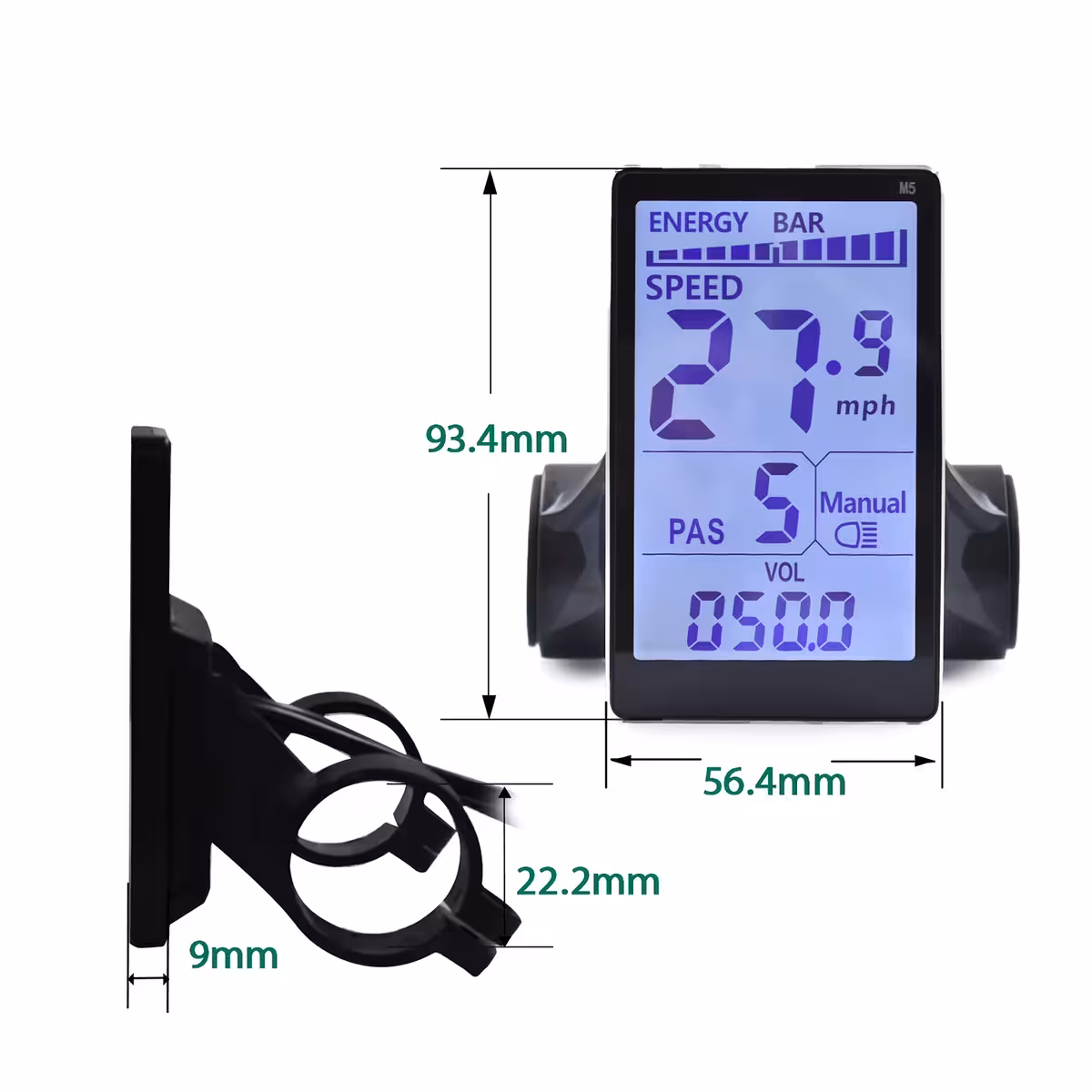 Kompakte dimensioner 110x55x30 mm for controller M5 til elcykel
