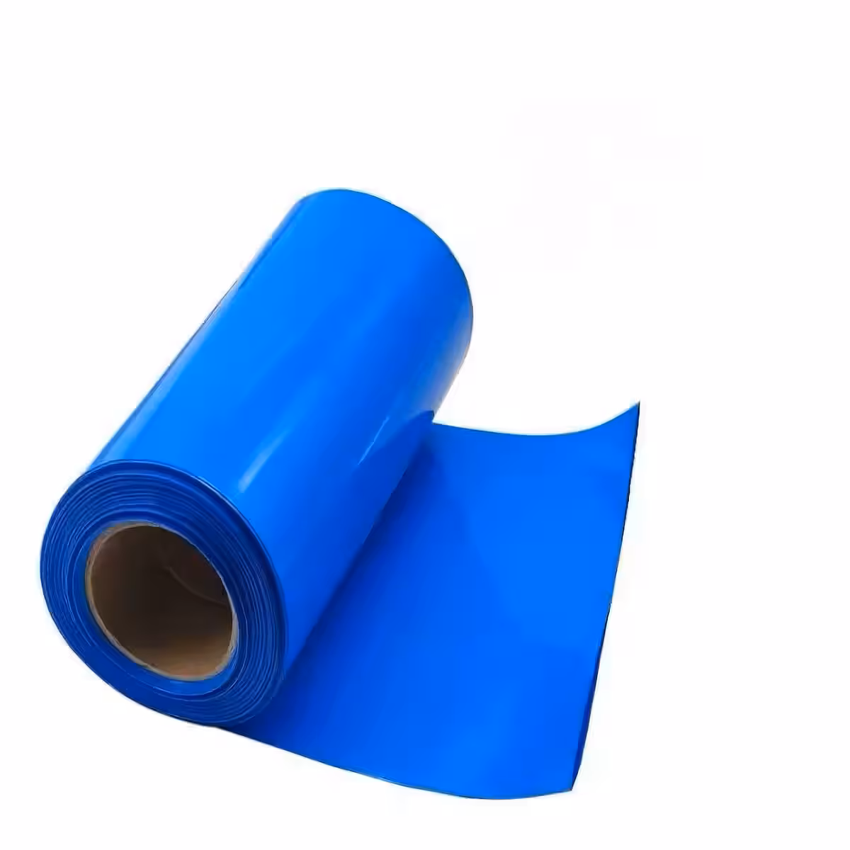 Flad blå PVC-krympefolie i bredde 250mm og 300mm